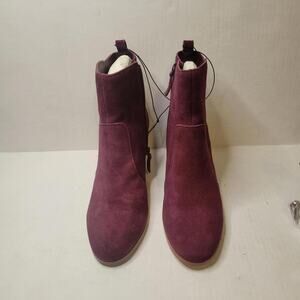 Violet & Red Purple Suede Jay Jay Witchy Feminine Wedge Heel Ankle Boots 9M